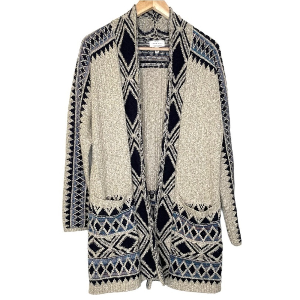 Lucky Brand Southwest Aztec pattern open cardigan XS